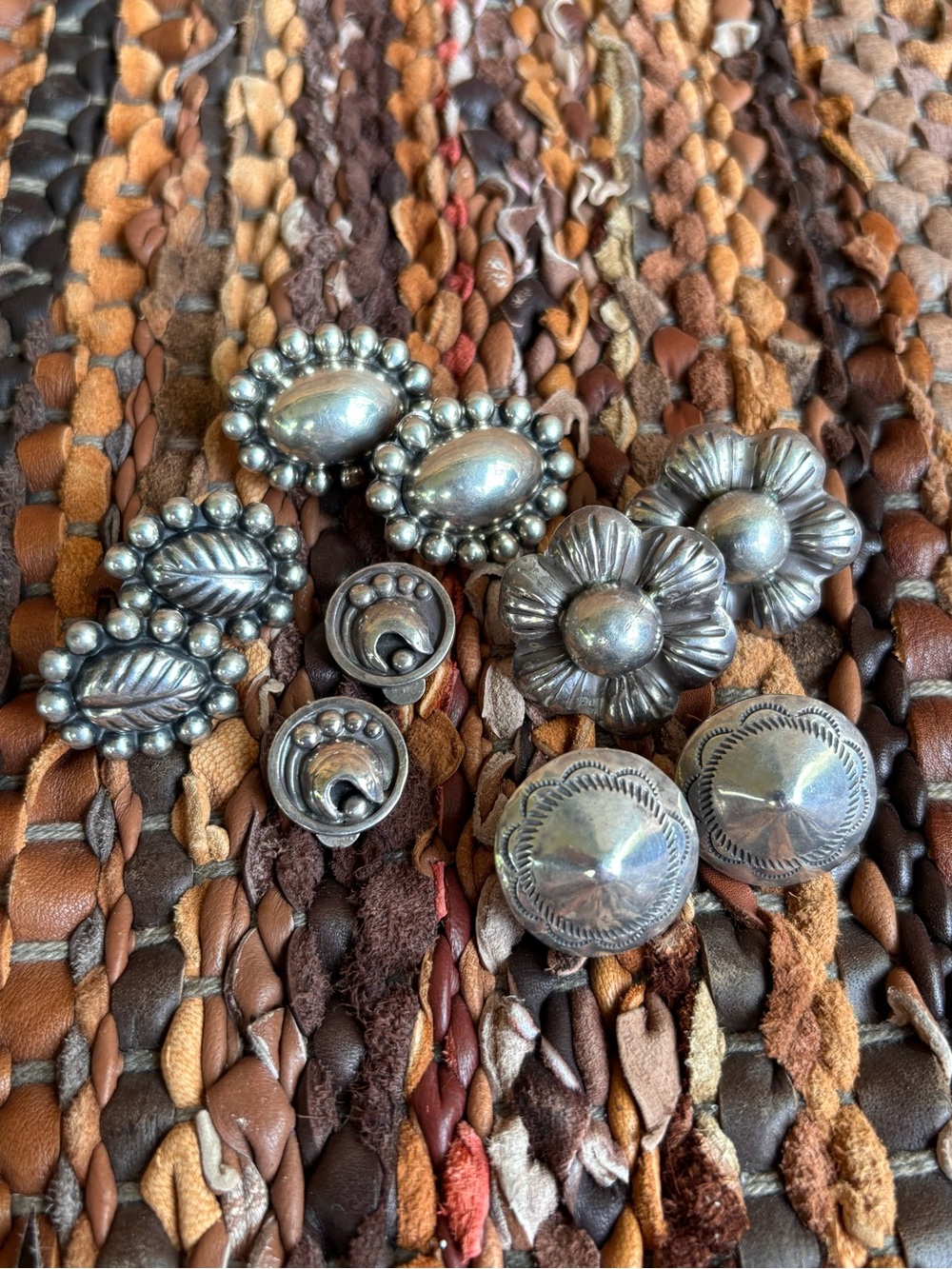 VTG Lot Of 5 Mexico Sterling Silver Earrings Screwback Clip Southwestern 46g